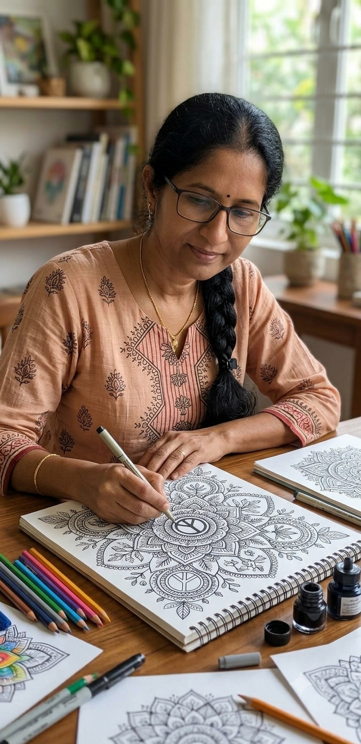 Aruna, artist and creative educator, founder of Mindful Strokes